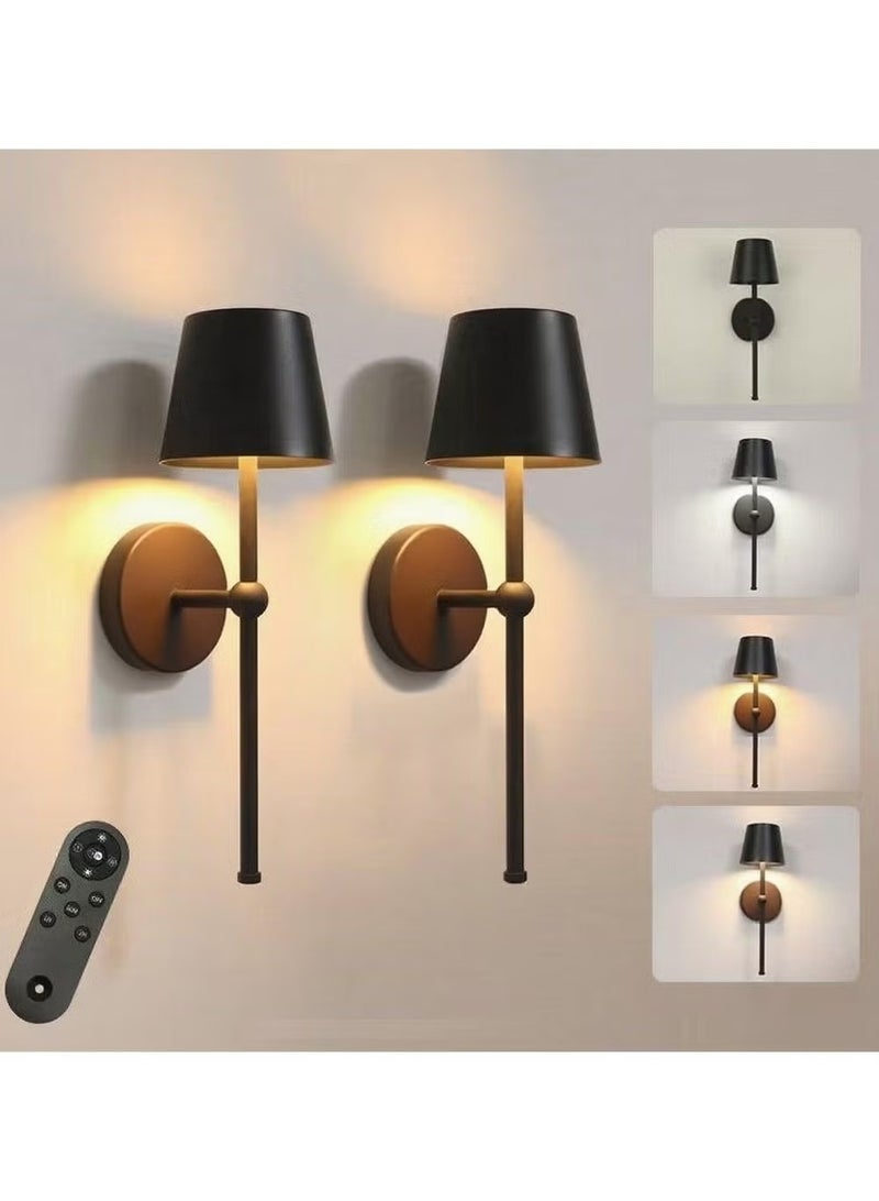 يوڠام قطعتان من المصابيح الجدارية اللاسلكية مع جهاز تحكم عن بُعد، مزودة ببطارية قابلة لإعادة الشحن، مصابيح LED بإضاءة قابلة للتعتيم بدون خطوات للوحات الجدران، غرفة المعيشة، غرفة النوم، الممر، الحمام، وضوء ليلي. - Image 1