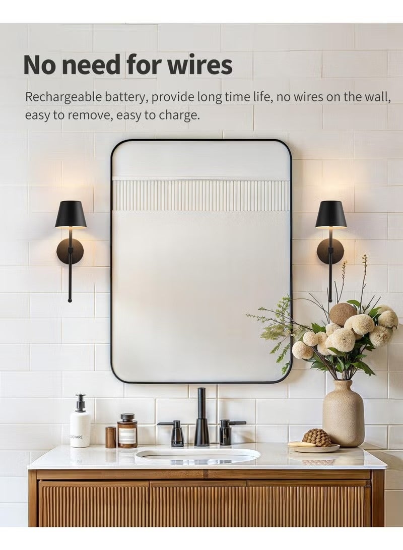 يوڠام قطعتان من المصابيح الجدارية اللاسلكية مع جهاز تحكم عن بُعد، مزودة ببطارية قابلة لإعادة الشحن، مصابيح LED بإضاءة قابلة للتعتيم بدون خطوات للوحات الجدران، غرفة المعيشة، غرفة النوم، الممر، الحمام، وضوء ليلي. - Image 2