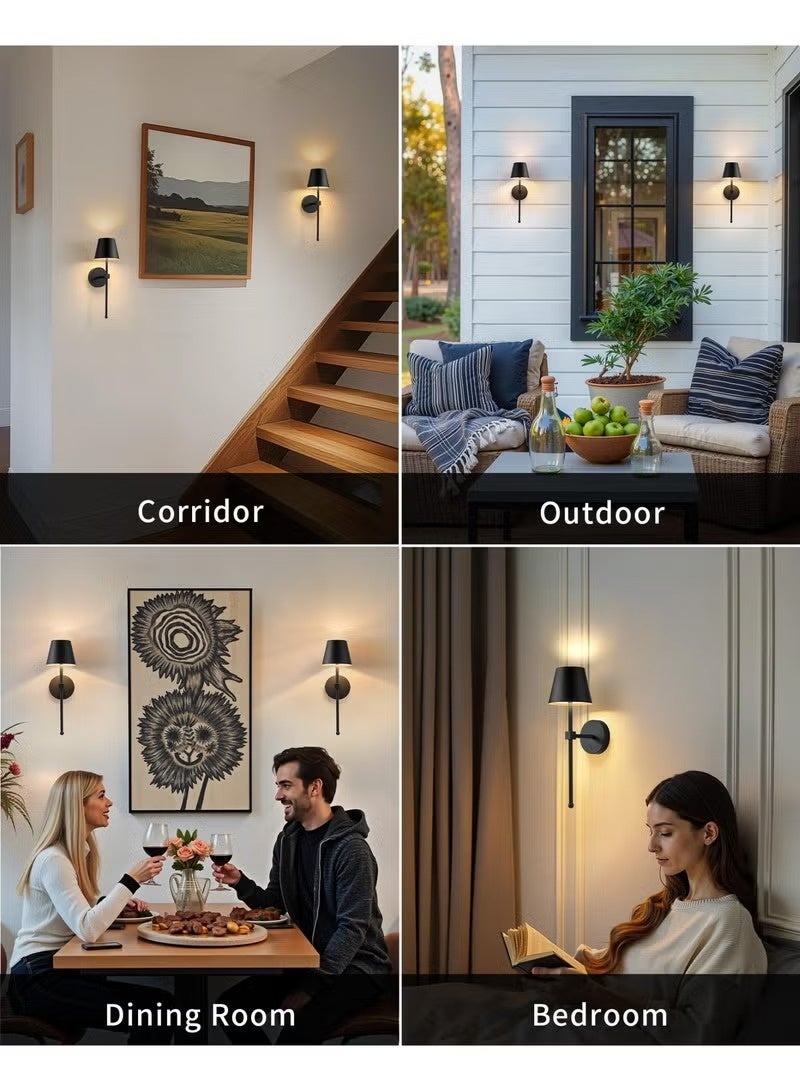 يوڠام قطعتان من المصابيح الجدارية اللاسلكية مع جهاز تحكم عن بُعد، مزودة ببطارية قابلة لإعادة الشحن، مصابيح LED بإضاءة قابلة للتعتيم بدون خطوات للوحات الجدران، غرفة المعيشة، غرفة النوم، الممر، الحمام، وضوء ليلي. - Image 4
