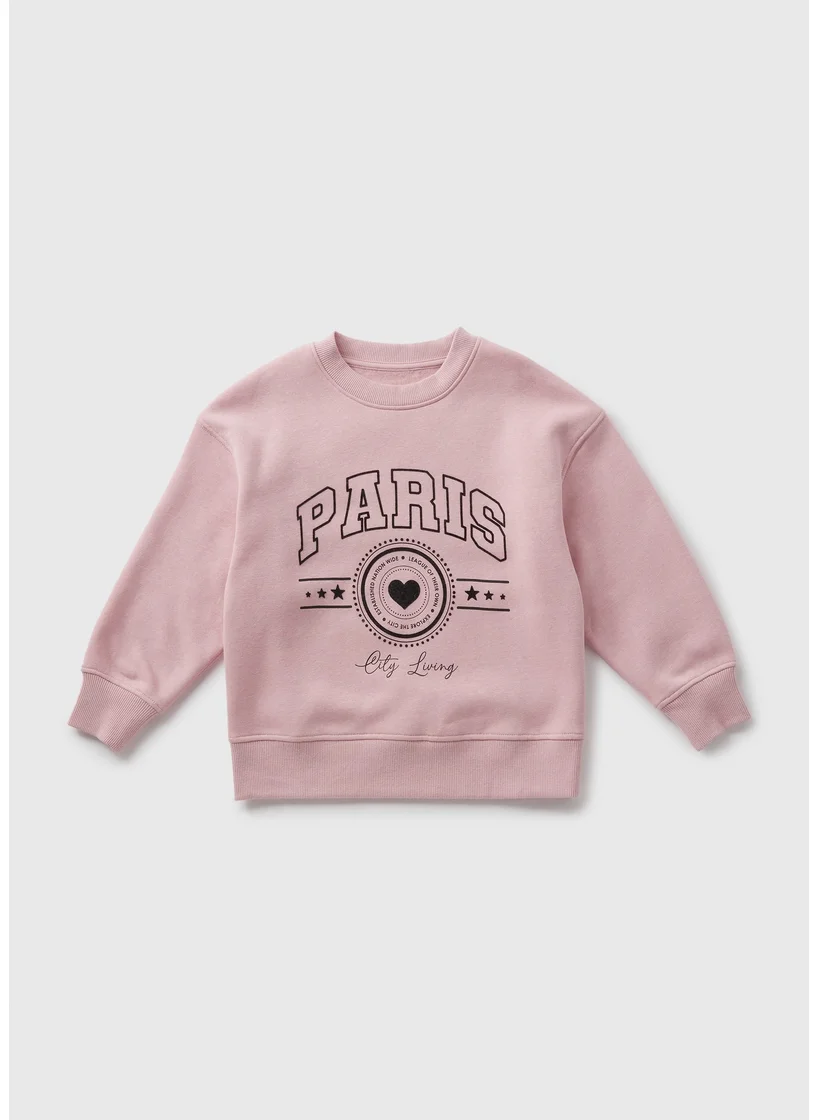Matalan Girls Pink Paris Sweatshirt