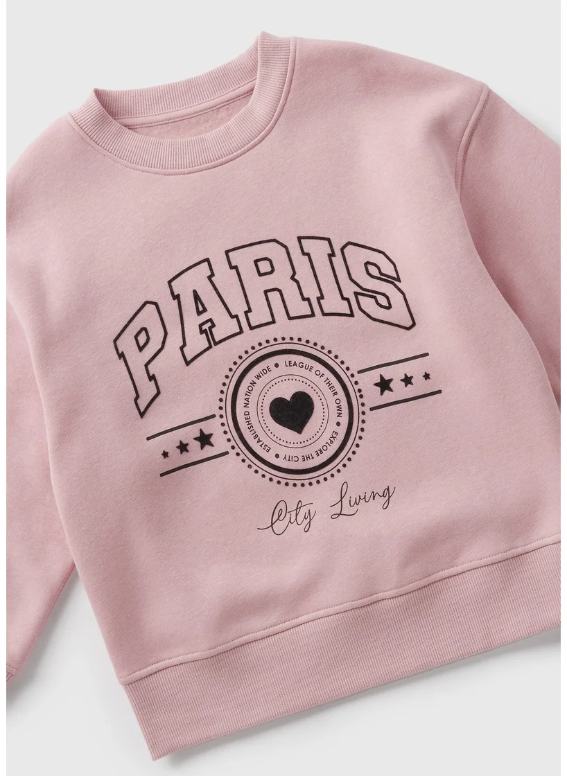 Matalan Girls Pink Paris Sweatshirt