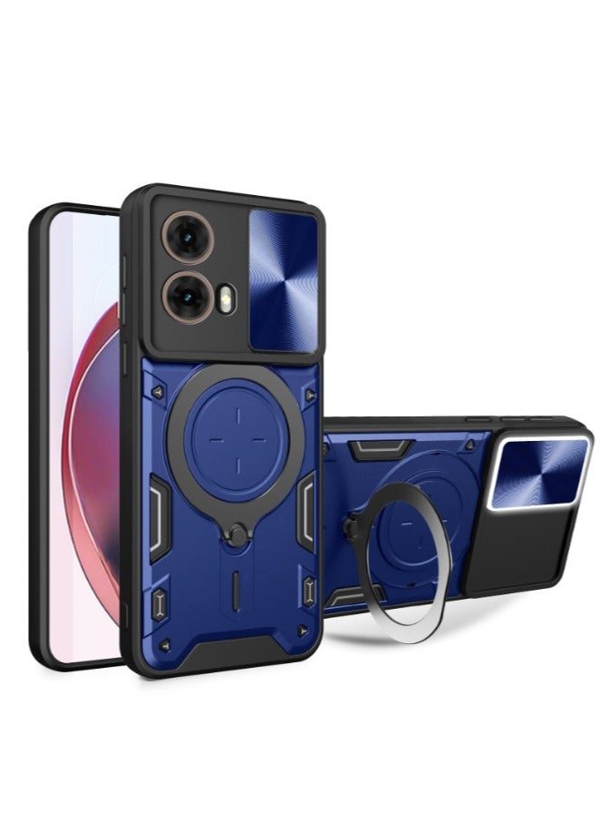 for Motorola G35 5G Case, Slide Camera Lens Cover, Magnetic Ring Holder Kickstand Protective Phone Case for Motorola G35 5G - Image 1