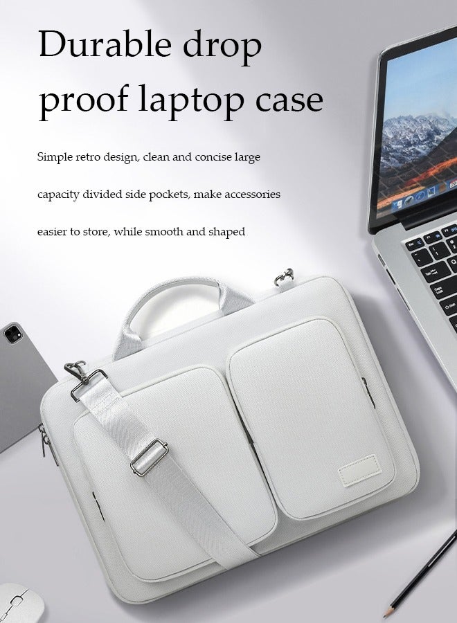 DUNISO Laptop bag, thickening velvet inner protective shoulder bag, Oxford cloth waterproof storage bag, can be hung on one shoulder, with handle, scratch resistant, anti collision and wear resistant,suitable for 15.6 inch laptops，gray  - Image 2