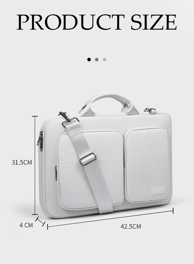 DUNISO Laptop bag, thickening velvet inner protective shoulder bag, Oxford cloth waterproof storage bag, can be hung on one shoulder, with handle, scratch resistant, anti collision and wear resistant,suitable for 15.6 inch laptops，gray  - Image 3