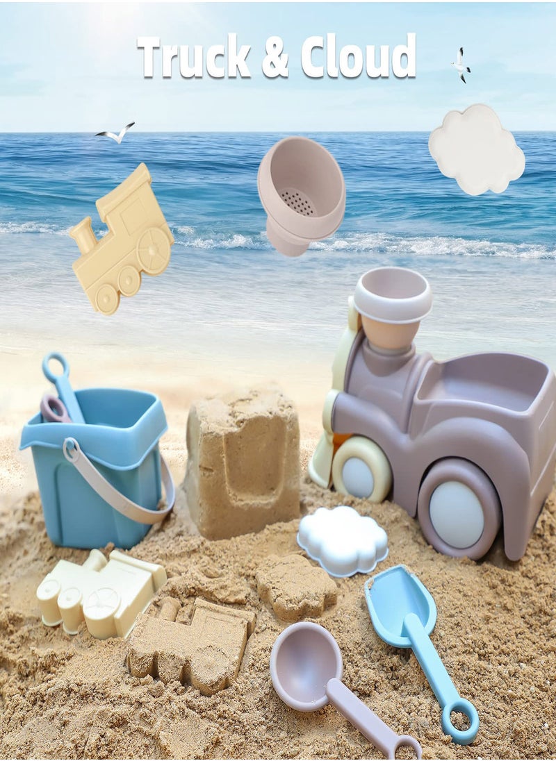 SYOSI - Beach Toys for Toddlers, Silicone Beach Toys, Kids Sand Toys Includes Beach Buckets, Truck Toys, Scoop, Trowel, Colander, Rake, and Sand Castle Toys, Sandbox Toys, Sand Toys for Toddlers - Image 1