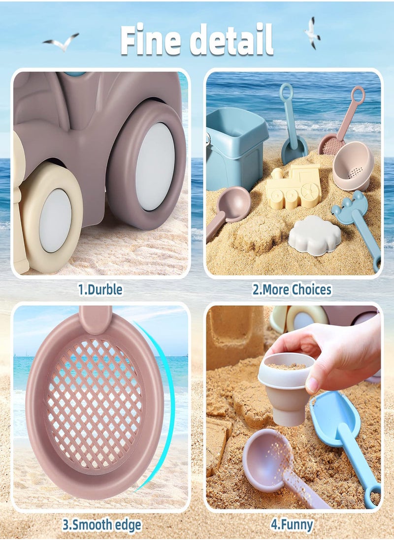 SYOSI - Beach Toys for Toddlers, Silicone Beach Toys, Kids Sand Toys Includes Beach Buckets, Truck Toys, Scoop, Trowel, Colander, Rake, and Sand Castle Toys, Sandbox Toys, Sand Toys for Toddlers - Image 1