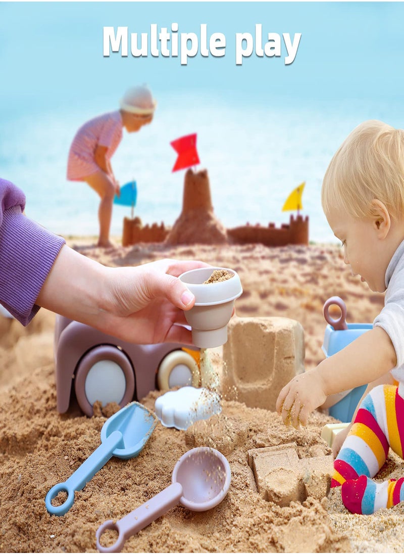 SYOSI - Beach Toys for Toddlers, Silicone Beach Toys, Kids Sand Toys Includes Beach Buckets, Truck Toys, Scoop, Trowel, Colander, Rake, and Sand Castle Toys, Sandbox Toys, Sand Toys for Toddlers - Image 1