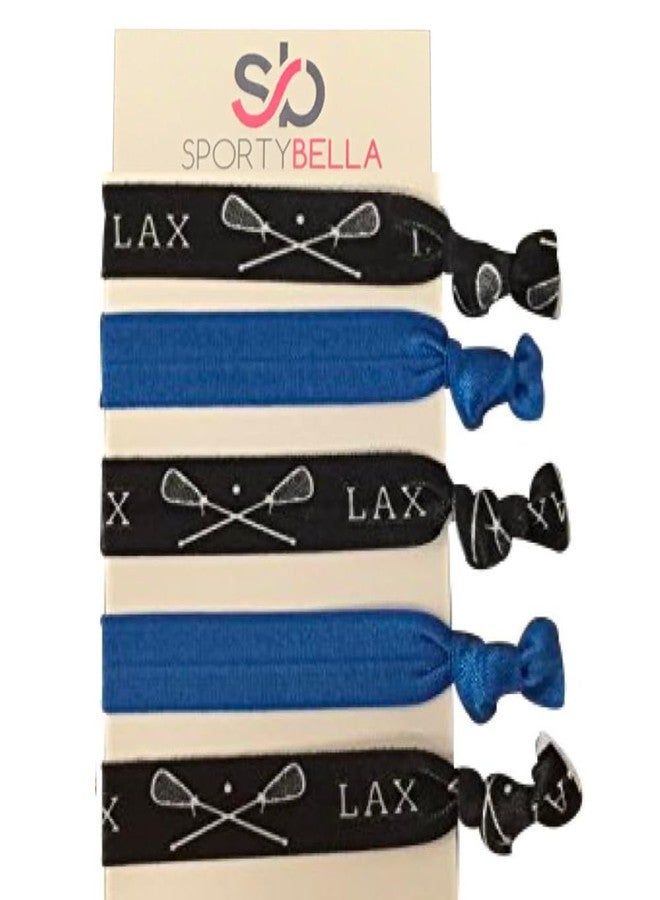 Infinity Collection Girls Blue Hair Accessories, No Crease Hair Elastics Set, Lacrosse Gift - Image 1