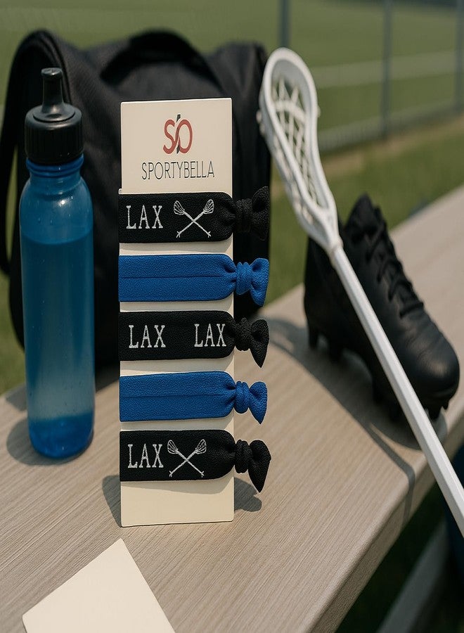 Infinity Collection Girls Blue Hair Accessories, No Crease Hair Elastics Set, Lacrosse Gift - Image 3