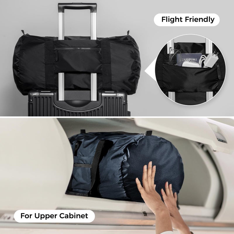 pack all 45L Foldable Duffel Bag, Water-Resistant Sports Gym Bag, Portable Weekender Bag Lightweight for Travel, Fitness and Camping (Navy Blue) - Image 4