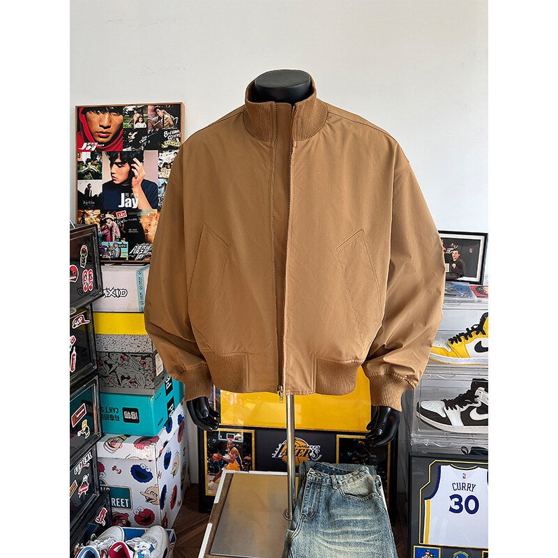 2025 New Fashion Short Design Vertical Collar Bomber Jacket Cyber Celebrity Loose Plus Size Thin Jacket - Image 2