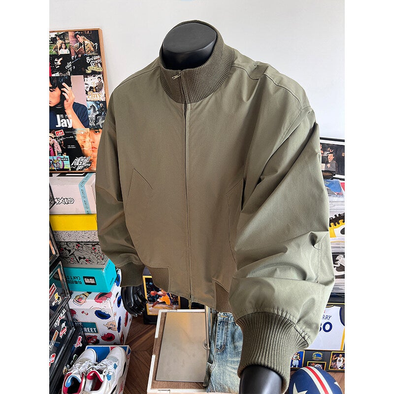 2025 New Fashion Short Design Vertical Collar Bomber Jacket Cyber Celebrity Loose Plus Size Thin Jacket - Image 5