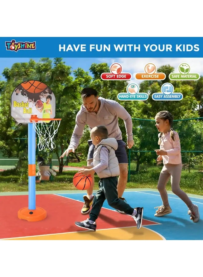 Toyshine Adjustable Basketball Hoop Set with Ball, Indoor & Outdoor Sports Fun, Multicolor - Image 2