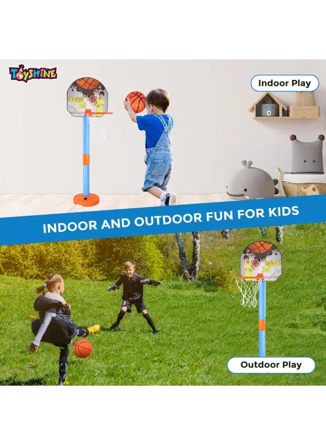 Toyshine Adjustable Basketball Hoop Set with Ball, Indoor & Outdoor Sports Fun, Multicolor - Image 4