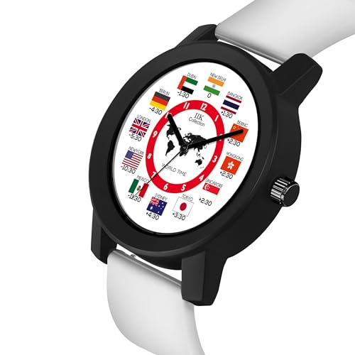 IIK COLLECTION Watches For Men Round Numerical Dial Analogue Men's Watch|Long Battery Life With Long Lasting Polish/Adjustable Flexible Silicon Strap|Watches For Boys, Dial Color-Black, Red Band - Image 5