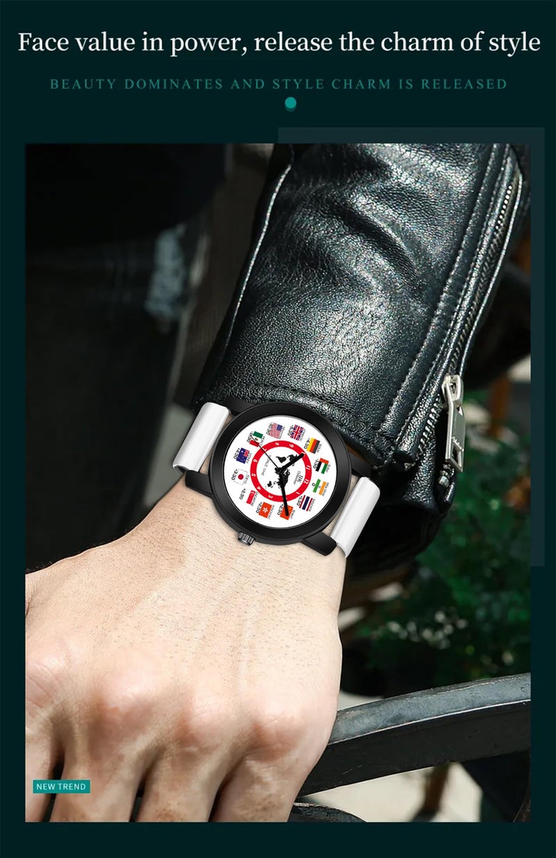 IIK COLLECTION Watches For Men Round Numerical Dial Analogue Men's Watch|Long Battery Life With Long Lasting Polish/Adjustable Flexible Silicon Strap|Watches For Boys, Dial Color-Black, Red Band - Image 3