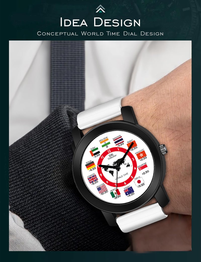 IIK COLLECTION Watches For Men Round Numerical Dial Analogue Men's Watch|Long Battery Life With Long Lasting Polish/Adjustable Flexible Silicon Strap|Watches For Boys, Dial Color-Black, Red Band - Image 4