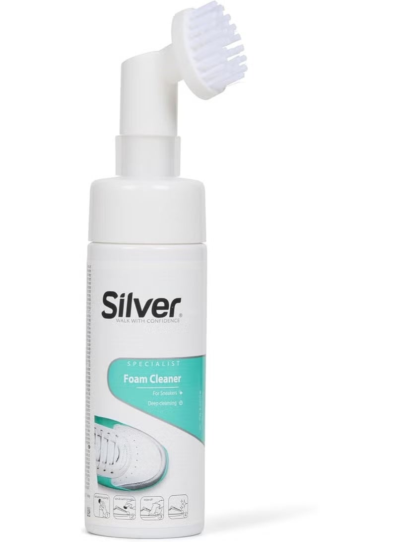 Silver Foaming Shoe Cleaner with Built-in Brush – 150ml - Image 1