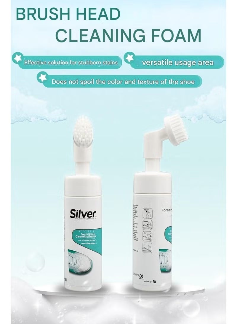 Silver Foaming Shoe Cleaner with Built-in Brush – 150ml - Image 3