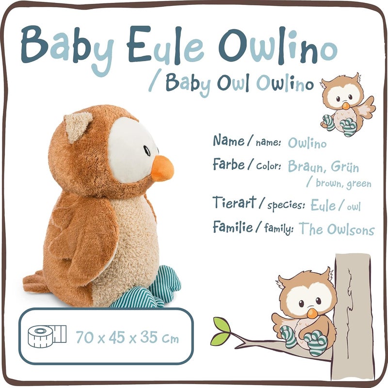 NICI 47095 Cuddly Toy Baby Owlino 70 cm Plush Toy for Girls, Boys & Babies - Stuffed Toy Owl for Cuddling, Playing & Sleeping - Cosy Cuddly Toy from 0 Months, Brown/Green - Image 3