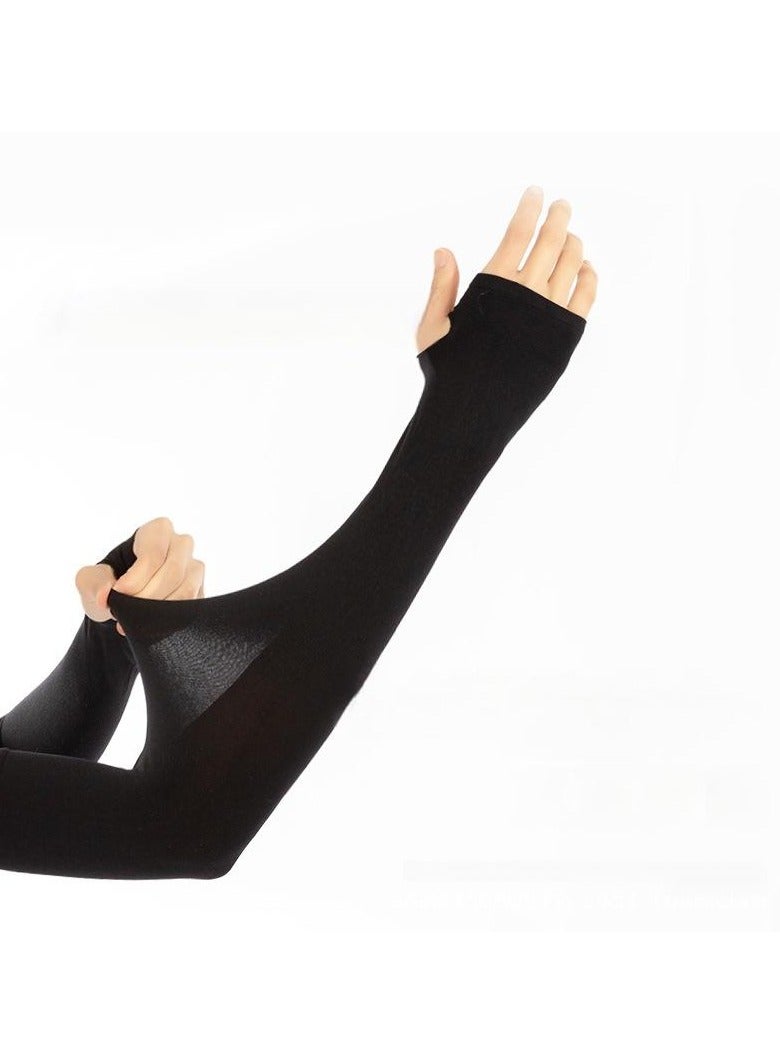 Healife Elastic Sun Protection Arm Sleeves Black Full-Length UV Blocking - Image 1