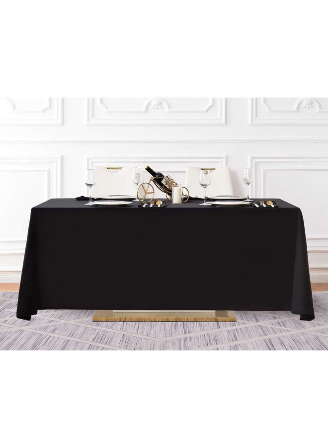 Surmente 5 Pack Black Tablecloth 90 x 132-inch Rectangular Polyester Table Cloth for Weddings, Banquets, or Restaurants - Image 5