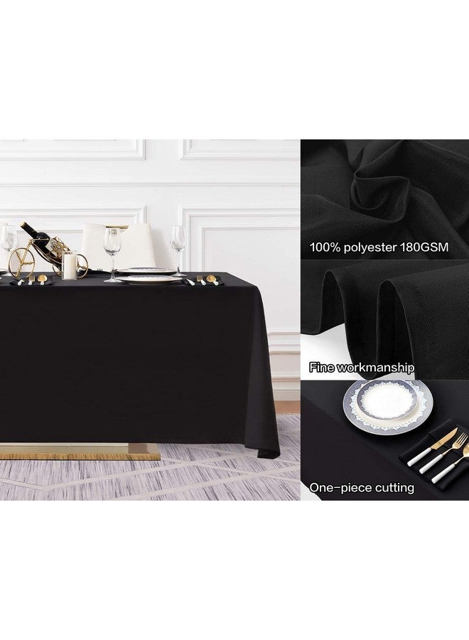 Surmente 5 Pack Black Tablecloth 90 x 132-inch Rectangular Polyester Table Cloth for Weddings, Banquets, or Restaurants - Image 2
