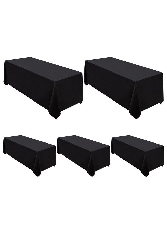 Surmente 5 Pack Black Tablecloth 90 x 132-inch Rectangular Polyester Table Cloth for Weddings, Banquets, or Restaurants - Image 1