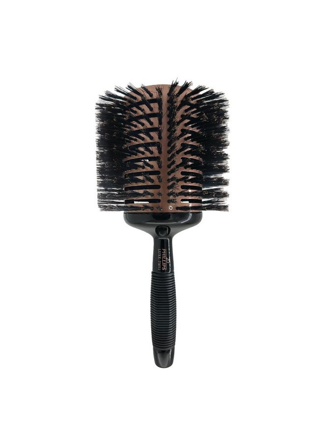 Phillips Brush Luxe Tourmaline Monster Vent 1 Professional Hair Brush (5” Diameter Barrel) Vented Hairbrush Nylon Reinforced Boar Hair Bristles Sleek Copper & Black Color  - Image 1