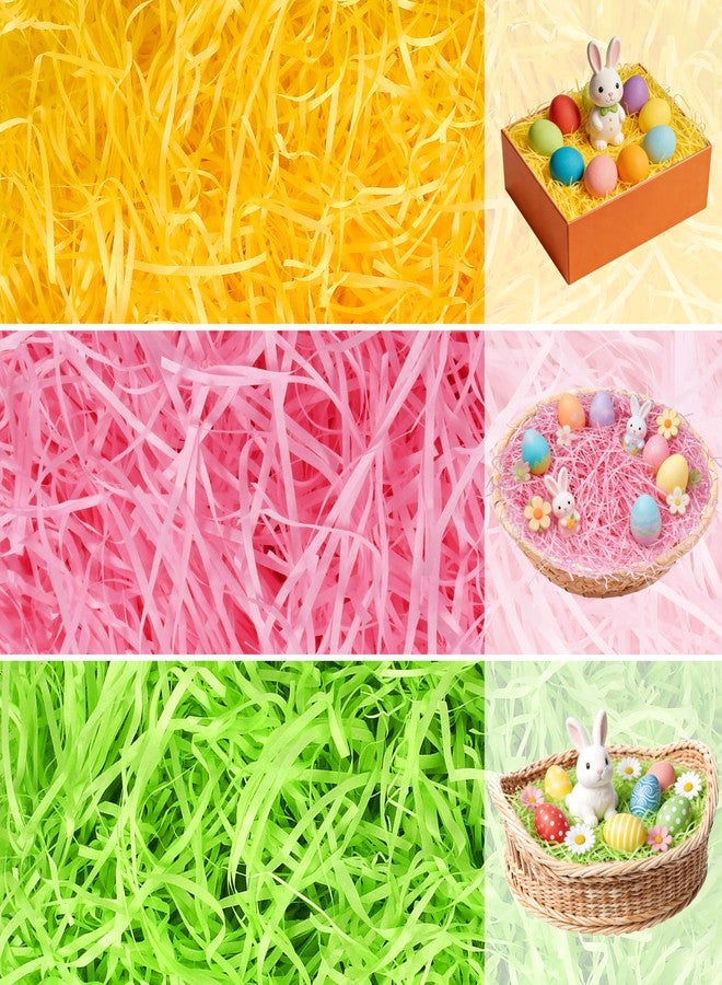 Seifar 5.3oz/150g Easter Grass Basket Filler, Green Pink Yellow Recyclable Shred Paper Shred Fillers Easter Basket Grass for Easter Gift Basket Gift Wrapping Party Decorations - Image 1