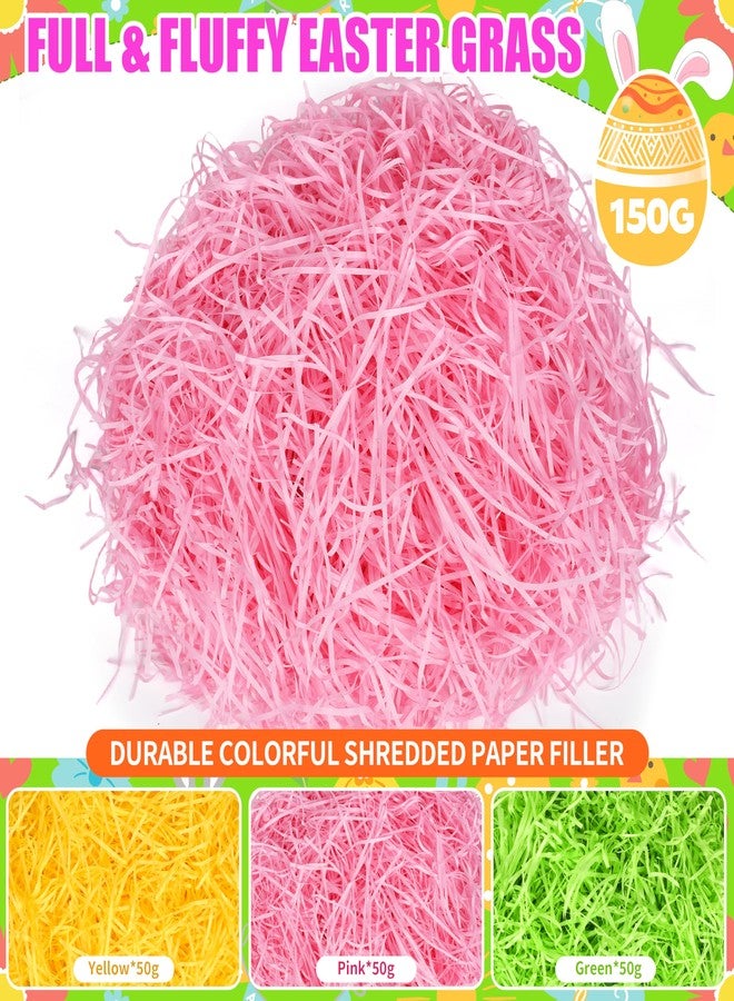 Seifar 5.3oz/150g Easter Grass Basket Filler, Green Pink Yellow Recyclable Shred Paper Shred Fillers Easter Basket Grass for Easter Gift Basket Gift Wrapping Party Decorations - Image 2