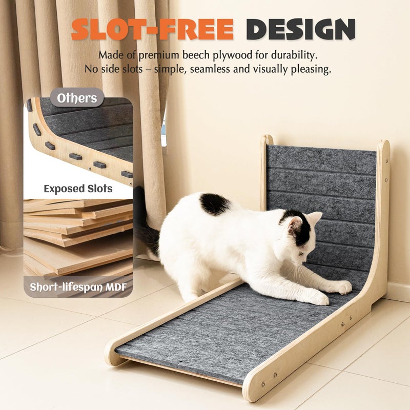 PETKARAY Felt Cat Scratcher, Vertical Cat Scratching Carpet, Scratch Resistant Couch Felt Scratcher, Slot-Free Scratch Pad with Toy Ball, Dark Grey - Image 5