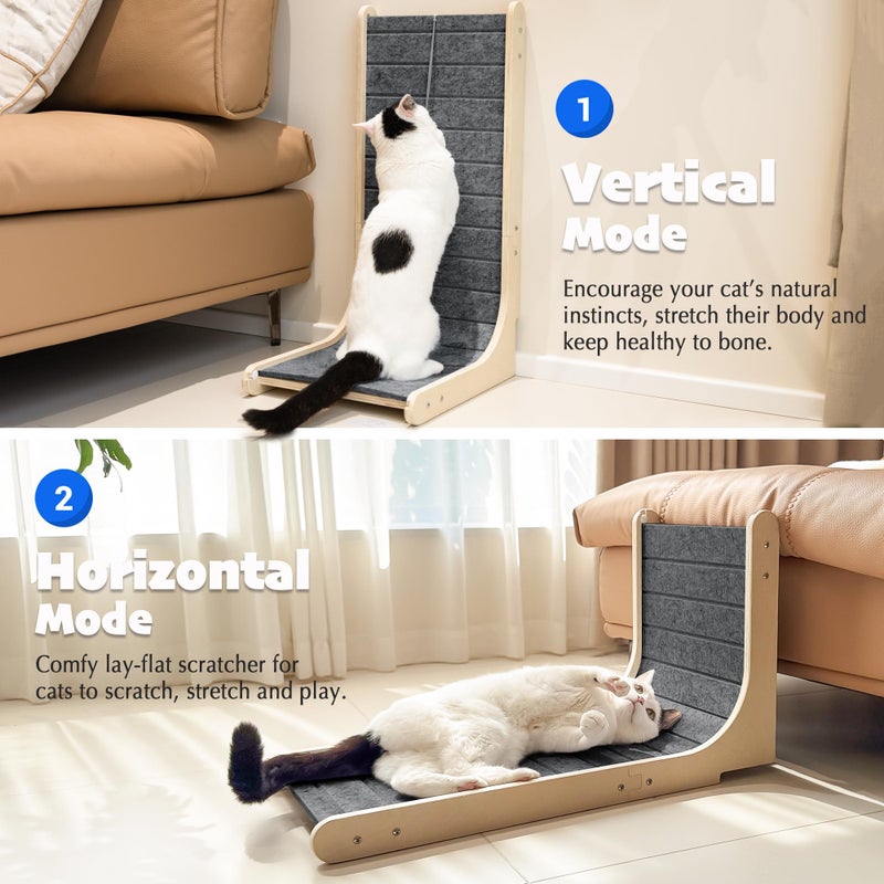 PETKARAY Felt Cat Scratcher, Vertical Cat Scratching Carpet, Scratch Resistant Couch Felt Scratcher, Slot-Free Scratch Pad with Toy Ball, Dark Grey - Image 4