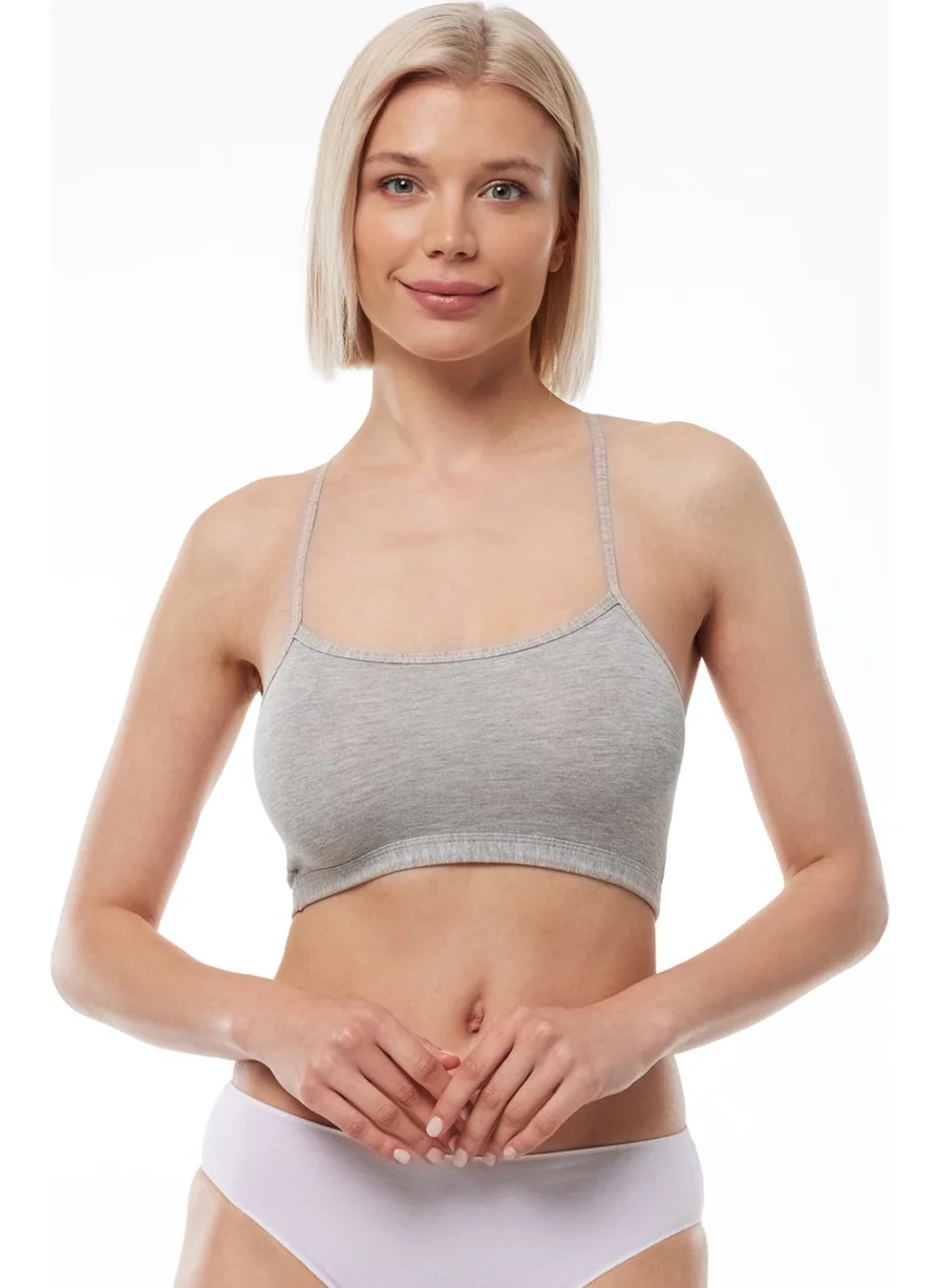 Malabadi Women's Gray 2-Pack Adjustable Rope Strap Padless Modal Combed Cotton Bustier 1046