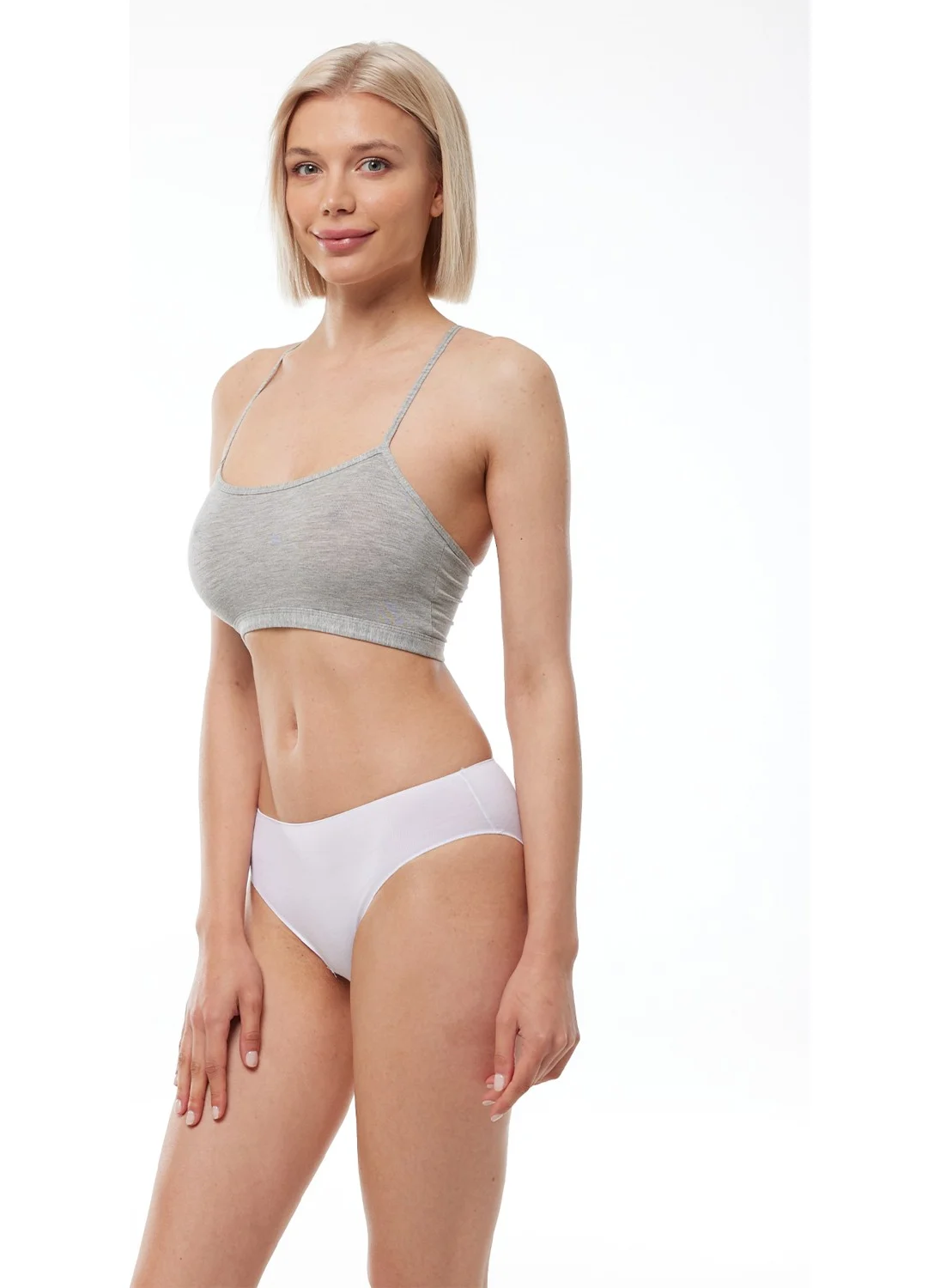 Malabadi Women's Gray 2-Pack Adjustable Rope Strap Padless Modal Combed Cotton Bustier 1046