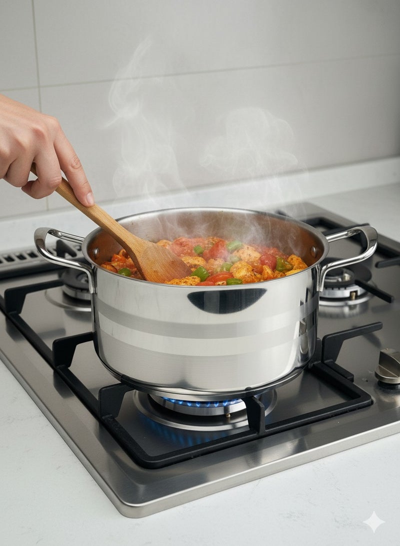 توب شيف طقم قدور ستانلس ستيل غير لاصق 9 قطع، استيل 304 آمن للفرن وغسالة الصحون، تصميم متين وأنيق - Image 2