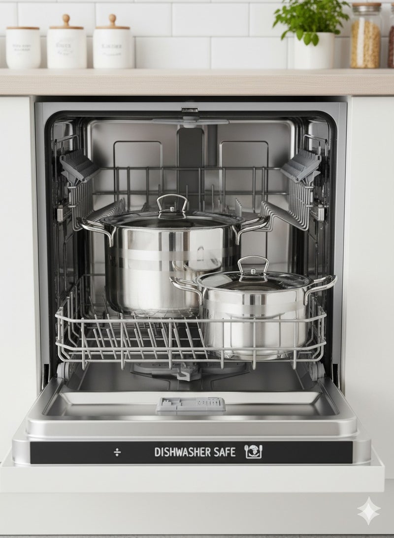 توب شيف طقم قدور ستانلس ستيل غير لاصق 9 قطع، استيل 304 آمن للفرن وغسالة الصحون، تصميم متين وأنيق - Image 5