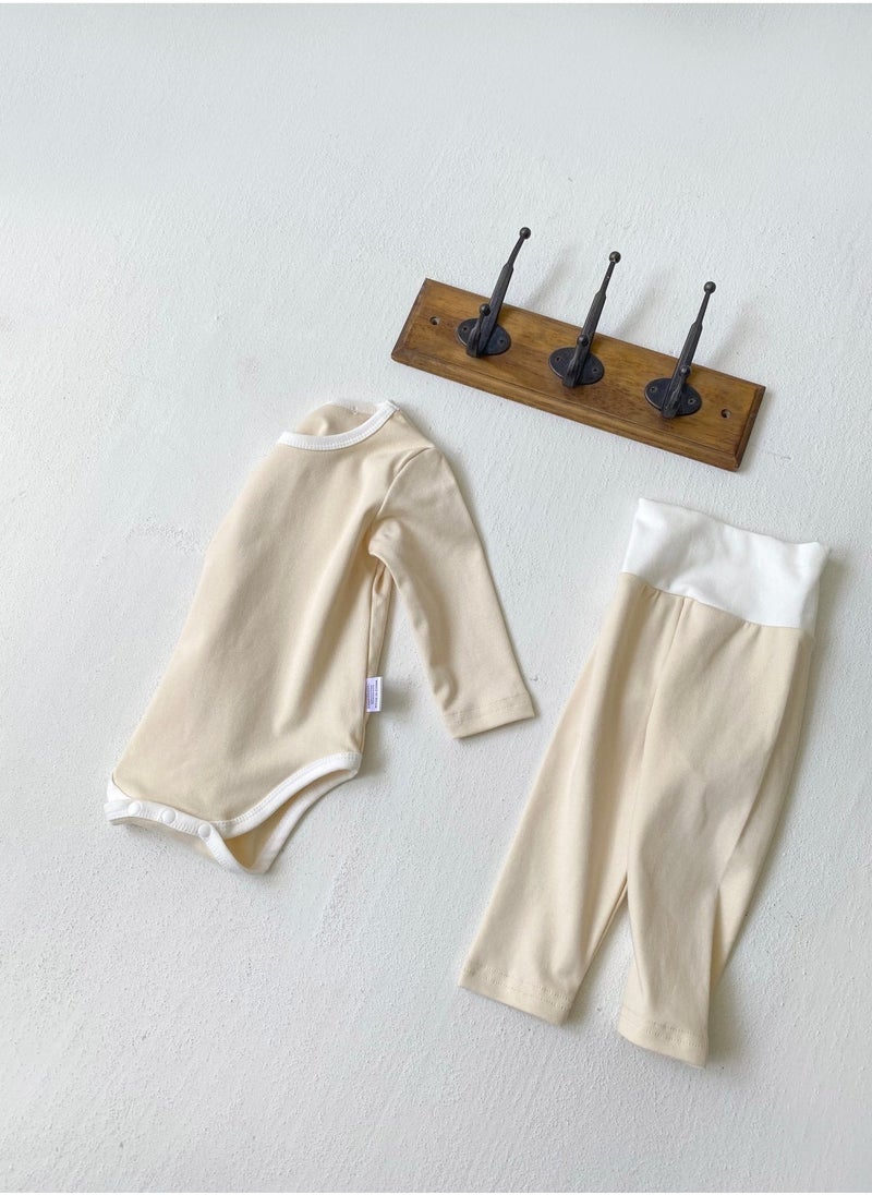 Baby Soft And Breathable Cotton Bodysuit + High Waist Pants Set - Image 2