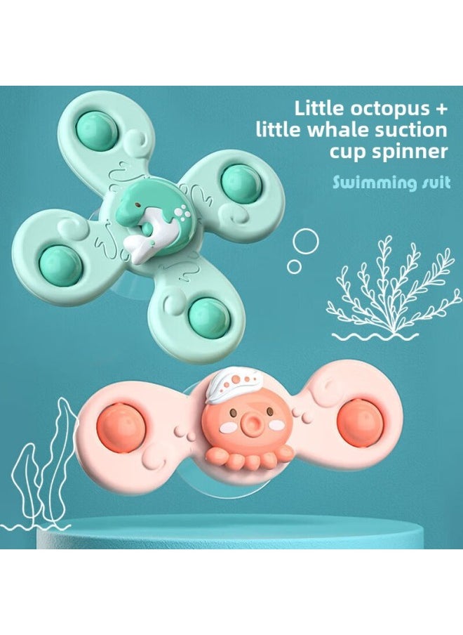 Children's Cartoon Baby Sucker Turning Music Baby Toy Rotating 0-6 Months Newborn 0-3 Years Old Gyro-Color:Little Octopus And Little Whale Suction Cup Spinning Fun With Rattle-Specification:No Specifications  - Image 1