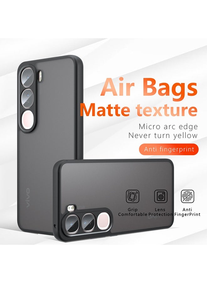 Generic - Case for Vivo V40 Lite 5G, Frosted Translucent Back Protective Slim Phone Cover, Anti-Fingerprints, Anti-Fall Drop Protection, Shockproof Case for Vivo V40 Lite 5G (Black) - Image 1