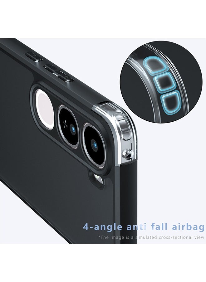 Generic - Case for Vivo V40 Lite 5G, Frosted Translucent Back Protective Slim Phone Cover, Anti-Fingerprints, Anti-Fall Drop Protection, Shockproof Case for Vivo V40 Lite 5G (Black) - Image 1