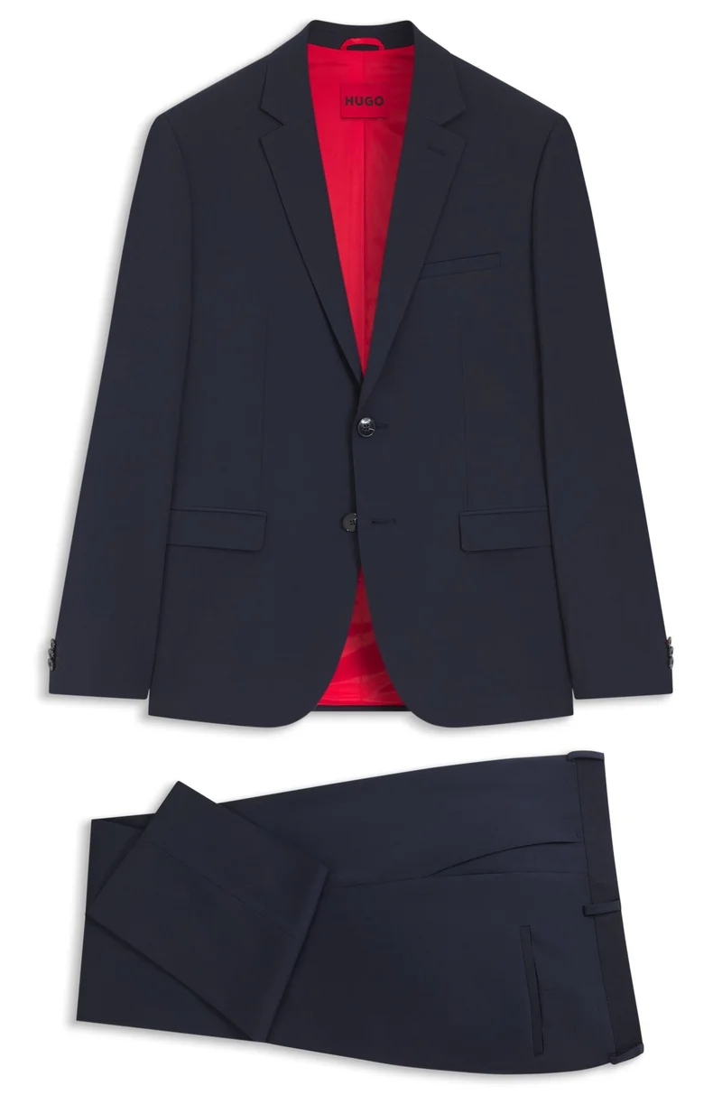 HUGO Dark Blue Two-piece extra-slim-fit suit in a wool blend for Men | Best Price UAE