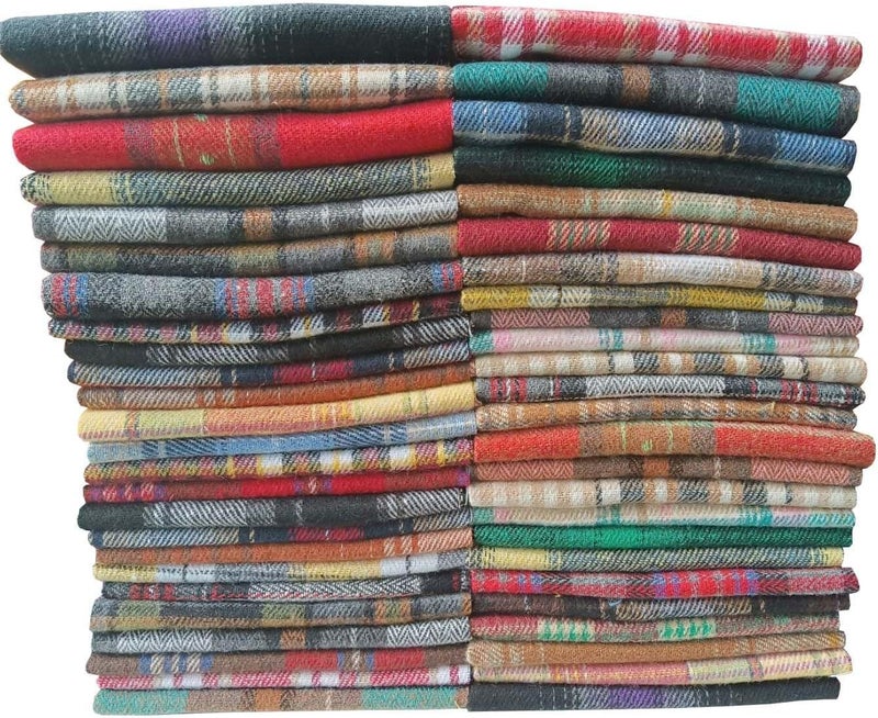 50PCS 8x8 Inches Craft â€ŒSanded Fabric Fleece Fabric Brushed Plaid Fabric Bundle Squares Patchwork DIY Handmade Material Set Bundle Home Crafts Sewing Scrapbooking Quilting - Image 1