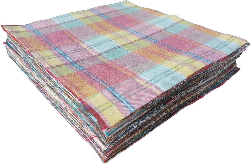 50PCS 8x8 Inches Craft â€ŒSanded Fabric Fleece Fabric Brushed Plaid Fabric Bundle Squares Patchwork DIY Handmade Material Set Bundle Home Crafts Sewing Scrapbooking Quilting - Image 3