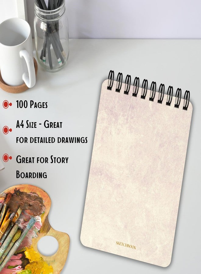 EKDALI Wiro Bound Sketch Book| Spiral bound at top | A4 Size| Pages 150 GSM| Natural Shade Paper| Ideal for artists and beginners | 100 pages - 50 sheets | ideal for sketching drawing doodling (Peach) - Image 5