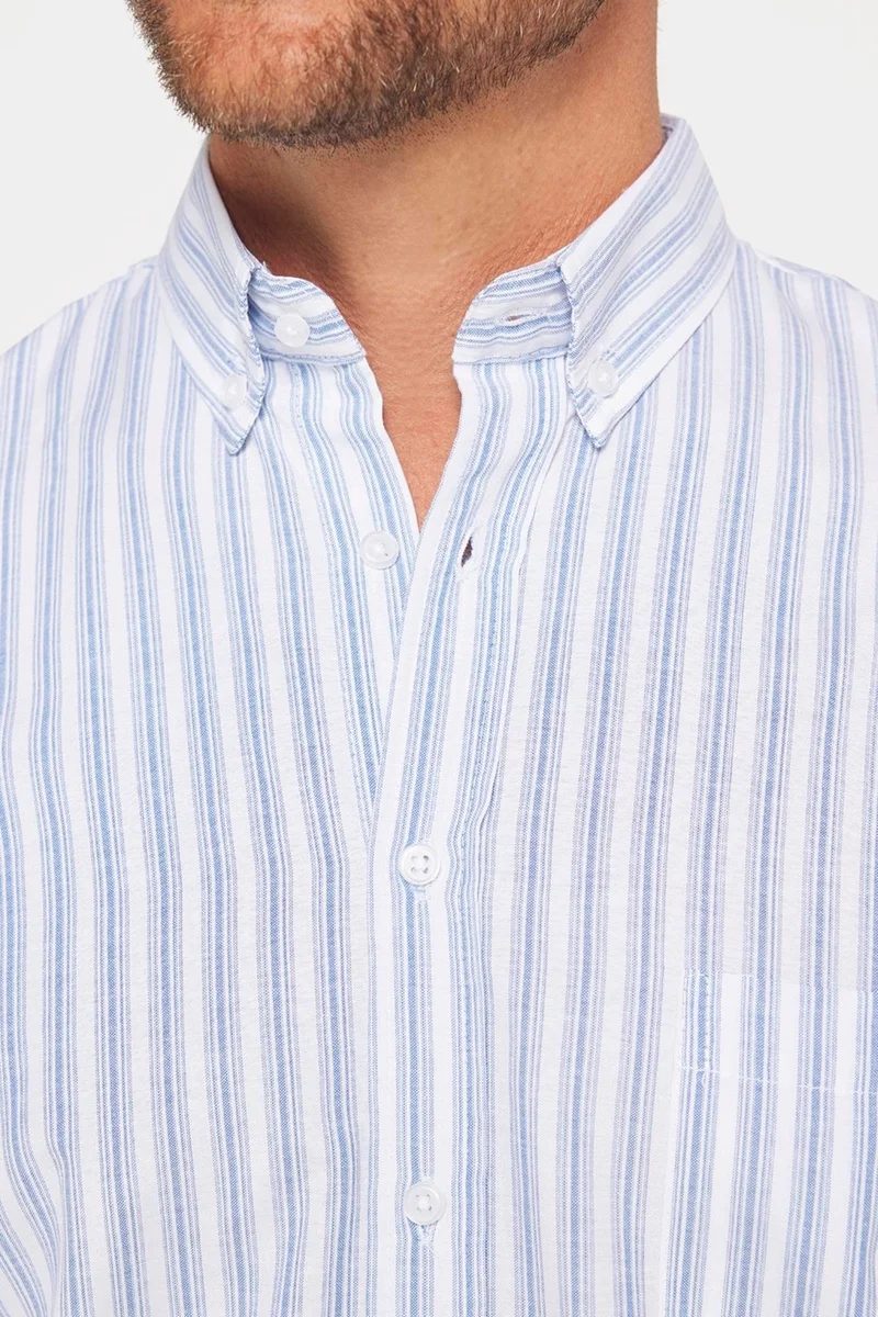Tudors Classic Fit Button Down Collar Cotton Easy Iron Striped Men's Shirt