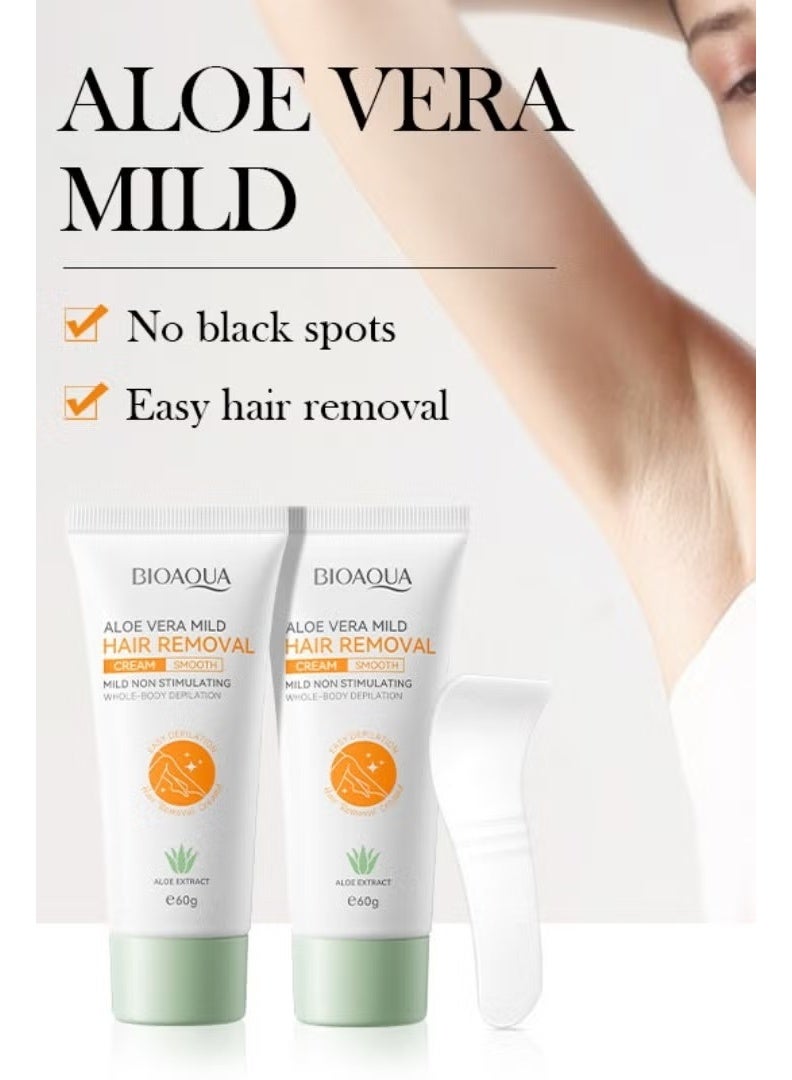 BIO AQUA Aloe Vera Extract Mild Hair Removal Cream 60 g Gentle Painless Hair Remover Moisturizing Skin Care - Image 3