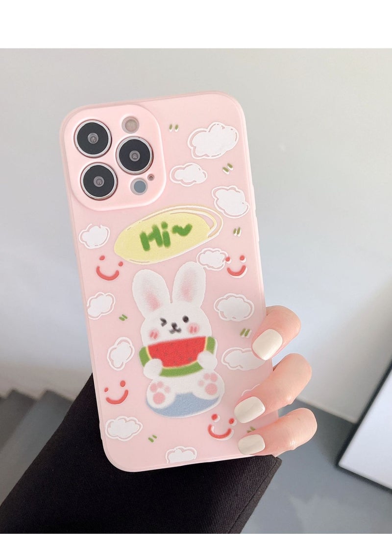 Loquat Cartoon Rabbit Silicone Soft Shell Apple Phone Case - Image 1