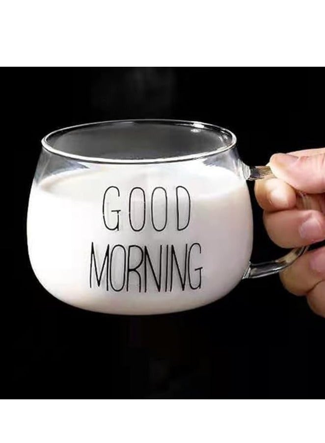 Spaceshoop Clear Glass Coffee Mugs for  Tea (Good Morning) - Image 1