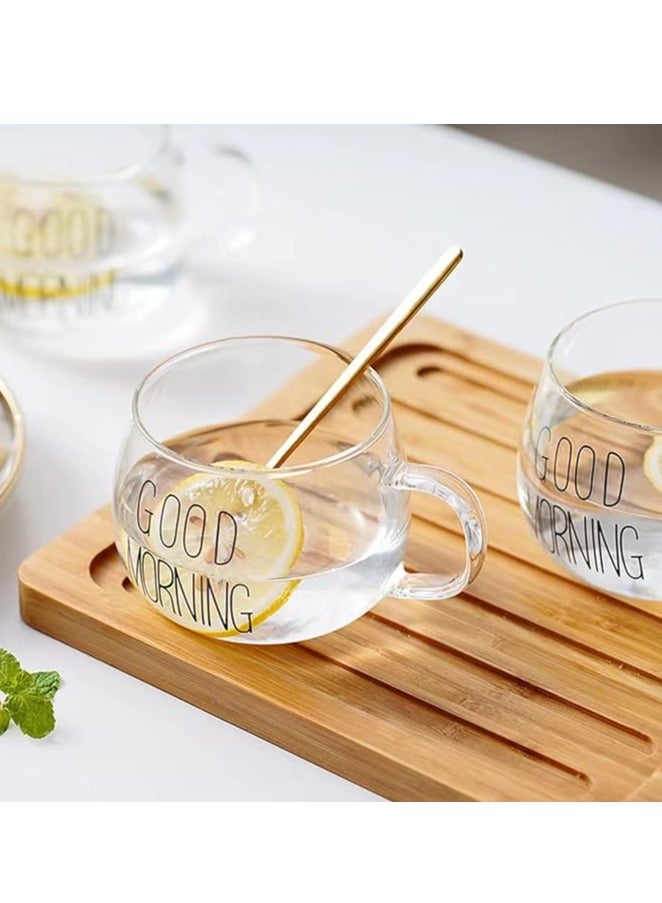 Spaceshoop Clear Glass Coffee Mugs for  Tea (Good Morning) - Image 2